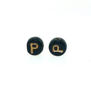9011GB - 6mm Gold and Black Alphabet - P 9011GB - 6mm Gold and Black Alphabet - P