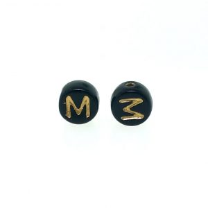 9011GB - 6mm Gold and Black Alphabet - M 9011GB - 6mm Gold and Black Alphabet - M