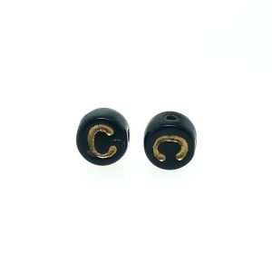 9011GB - 6mm Gold and Black Alphabet - C