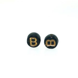 9011GB - 6mm Gold and Black Alphabet - B