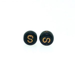 9011GB - 6mm Gold and Black Alphabet - S 9011GB - 6mm Gold and Black Alphabet - S