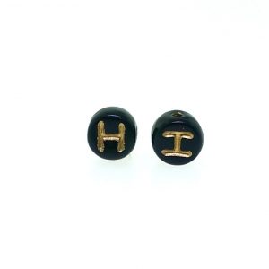 9011GB - 6mm Gold and Black Alphabet - H