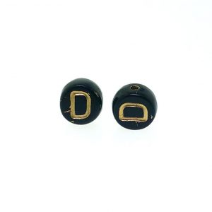 9011GB - 6mm Gold and Black Alphabet - D