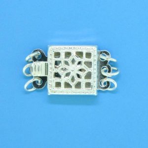 695 - Sterling Silver Square Filigree Three Strand Clasp 695 - Sterling Silver Square Filigree Three Strand Clasp