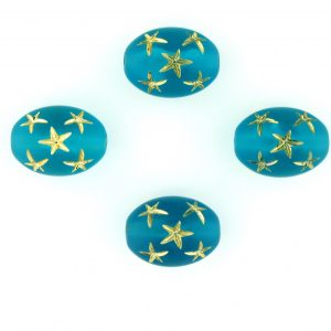 9021 - 13x10mm Gold Star Beads (Oval) - Blue Zircon