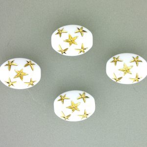 9021 - 13x10mm Gold Star Beads (Oval) - White