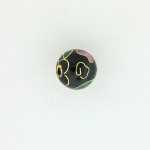 6014C - 14mm Round Cloisonne Bead - Black 6014C - 14mm Round Cloisonne Bead - Black