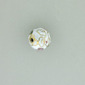6020C - 20mm Round Cloisonne Bead - White 6020C - 20mm Round Cloisonne Bead - White
