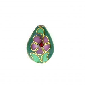 6914C - 12mm Flat Cloisonne Drop Bead - Green