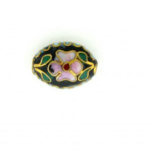 7012C - 12mm Flat Oval Cloisonne Bead - Black 7012C - 12mm Flat Oval Cloisonne Bead - Black