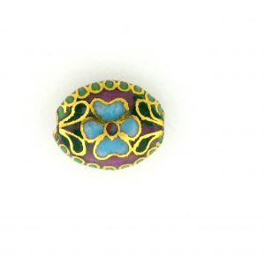 7012C - 12mm Flat Oval Cloisonne Bead - Purple 7012C - 12mm Flat Oval Cloisonne Bead - Purple