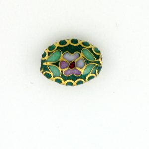 7012C - 12mm Flat Oval Cloisonne Bead - Green 7012C - 12mm Flat Oval Cloisonne Bead - Green