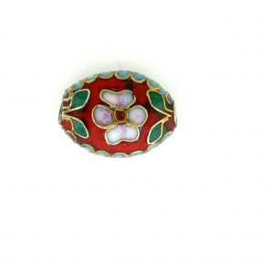 7012C - 12mm Flat Oval Cloisonne Bead - Red 7012C - 12mm Flat Oval Cloisonne Bead - Red
