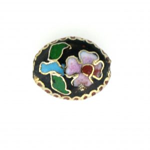 7015C - 15mm Flat Oval Cloisonne Bead - Black 7015C - 15mm Flat Oval Cloisonne Bead - Black