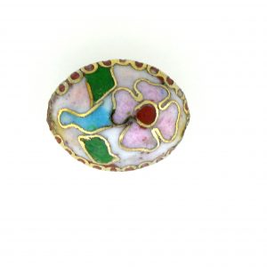 7015C - 15mm Flat Oval Cloisonne Bead - White 7015C - 15mm Flat Oval Cloisonne Bead - White