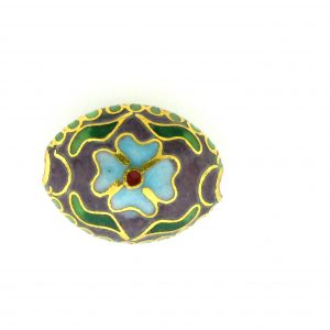7016C - 16mm Flat Oval Cloisonne Bead - Purple 7016C - 16mm Flat Oval Cloisonne Bead - Purple