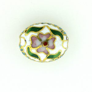 7016C - 16mm Flat Oval Cloisonne Bead - White 7016C - 16mm Flat Oval Cloisonne Bead - White