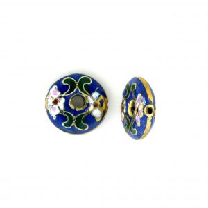 7116C - 16mm Flat Round Cloisonne Bead - Blue