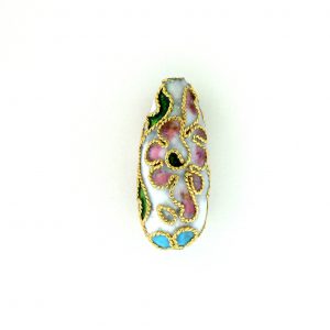 7523AW - 23x10mm Fancy Cloisonne Bead - White