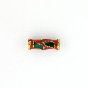 7705CW - 10x4mm Tube Cloisonne Bead - Red