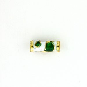 7705CW - 10x4mm Tube Cloisonne Bead - White