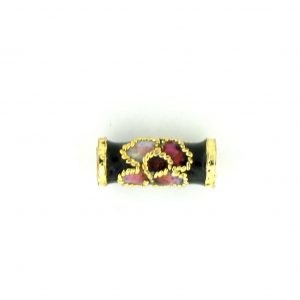 7707CW - 10x4mm Tube Cloisonne Bead - Black 7707CW - 10x4mm Tube Cloisonne Bead - Black