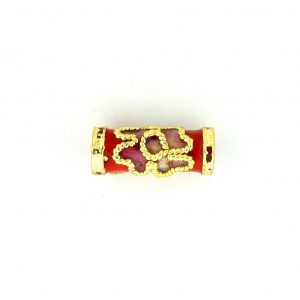 7707CW - 10x4mm Tube Cloisonne Bead - Red 7707CW - 10x4mm Tube Cloisonne Bead - Red