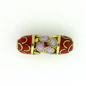 7711CG - 15x6mm Tube Cloisonne Bead - Red 7711CG - 15x6mm Tube Cloisonne Bead - Red