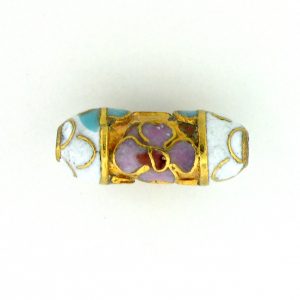 7711CG - 15x6mm Tube Cloisonne Bead - White 7711CG - 15x6mm Tube Cloisonne Bead - White