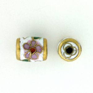 7716C - 11x7mm Tube Cloisonne Bead - White 7716C - 11x7mm Tube Cloisonne Bead - White