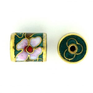 7713C - 11.5x9mm Tube Cloisonne Bead - Green 7713C - 11.5x9mm Tube Cloisonne Bead - Green
