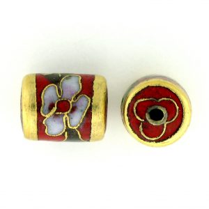 7713C - 11.5x9mm Tube Cloisonne Bead - Red 7713C - 11.5x9mm Tube Cloisonne Bead - Red