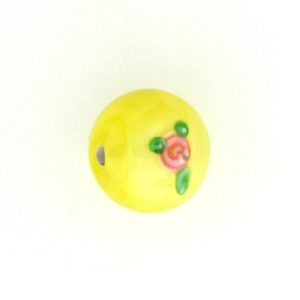 6408F - 8mm Round Floral Bead - Yellow