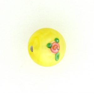 6412F - 12mm Round Floral Bead - Yellow 6412F - 12mm Round Floral Bead - Yellow