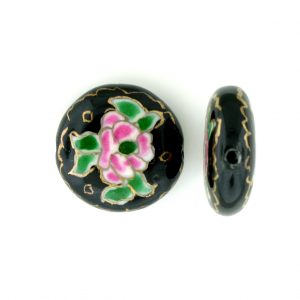 8250P - 19mm Flat Round Porcelain Bead - Black 8250P - 19mm Flat Round Porcelain Bead - Black