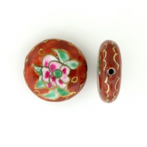 8250P - 19mm Flat Round Porcelain Bead - Brown 8250P - 19mm Flat Round Porcelain Bead - Brown