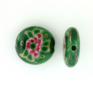 8250P - 19mm Flat Round Porcelain Bead - Green 8250P - 19mm Flat Round Porcelain Bead - Green