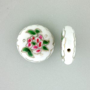 8250P - 19mm Flat Round Porcelain Bead - White 8250P - 19mm Flat Round Porcelain Bead - White