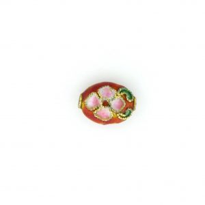 8411AW - 10x8mm Flat Oval Cloisonne Bead - Red 8411AW - 10x8mm Flat Oval Cloisonne Bead - Red