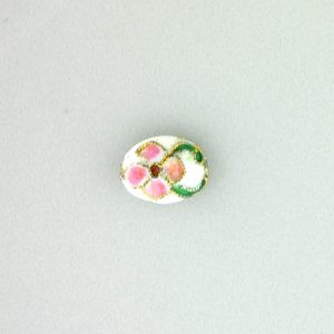 8411AW - 10x8mm Flat Oval Cloisonne Bead - White 8411AW - 10x8mm Flat Oval Cloisonne Bead - White