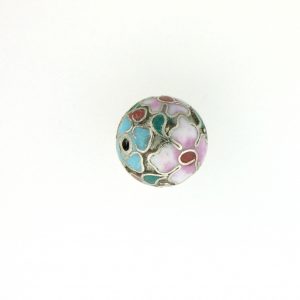 8514C - 14mm Round Cloisonne Bead - Silver 8514C - 14mm Round Cloisonne Bead - Silver