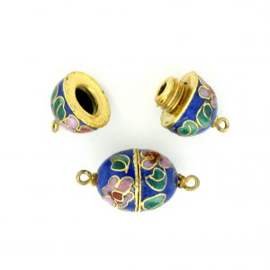 8620C - 12x10mm Cloisonne Clasp Bead - Blue 8620C - 12x10mm Cloisonne Clasp Bead - Blue