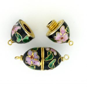 8621C - 20x12mm Clasp Cloisonne Bead - Black 8621C - 20x12mm Clasp Cloisonne Bead - Black