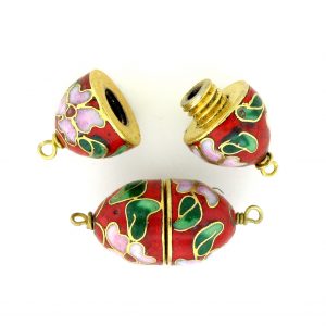 8621C - 20x12mm Clasp Cloisonne Bead - Red 8621C - 20x12mm Clasp Cloisonne Bead - Red