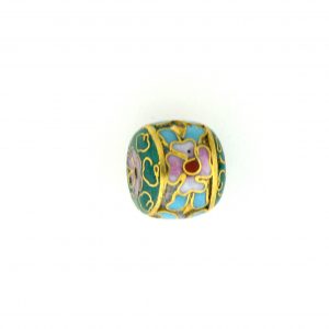 8652C 12x10mm Fancy Cloisonne Bead - Green 8652C 12x10mm Fancy Cloisonne Bead - Green