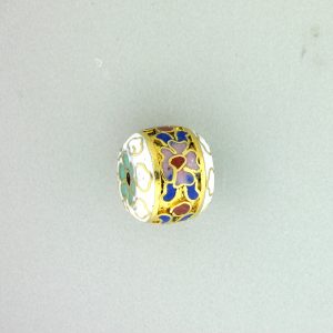 8652C 12x10mm Fancy Cloisonne Bead - White 8652C 12x10mm Fancy Cloisonne Bead - White