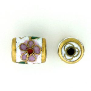 7713C - 11.5x9mm Tube Cloisonne Bead - White 7713C - 11.5x9mm Tube Cloisonne Bead - White