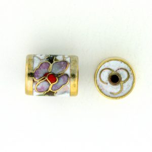 8654C - 13x10mm Fancy Cloisonne Bead - White 8654C - 13x10mm Fancy Cloisonne Bead - White