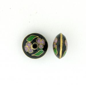 8700C - 11mm Rondelle Cloisonne Bead - Black 8700C - 11mm Rondelle Cloisonne Bead - Black