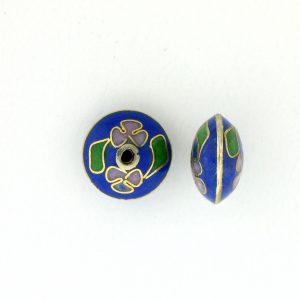 8700C - 11mm Rondelle Cloisonne Bead - Blue 8700C - 11mm Rondelle Cloisonne Bead - Blue